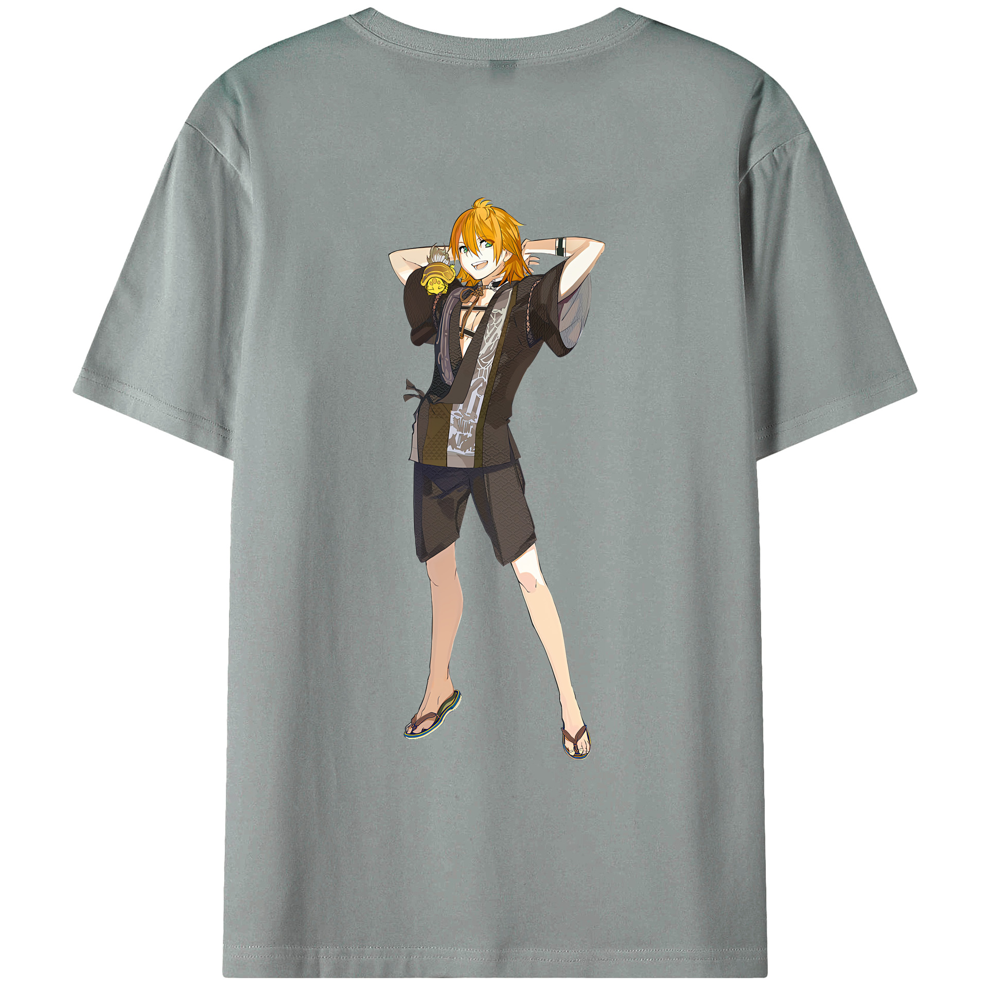 （画像用） 刀剣乱舞 Touken Ranbu 綿100％ メンズ半袖Tシャツ（バックプリント） 通気性